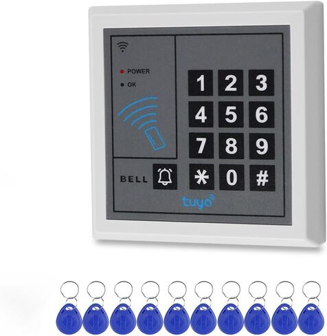 Tuya RFID التحكم في الوصول لوحة المفاتيح اللمس كلمة المرور وحدة التحكم في الوصول لوحة المفاتيح + 10 قطعة حلقات المفاتيح APP فتح عن بعد (سلسلة المفاتيح المختلطة) in Kuwait