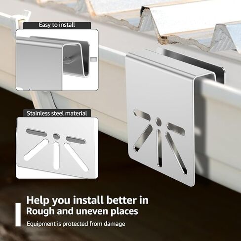 2pcs Gutter Mount Bracket for Eufy Security SoloCam S340/S330/E30 , Solar Security Camera Holder with Anti-Rust Screws , No Drill Installation Compatible with IP PTZ Dome Cameras Outdoor Use in Saudi Arabia