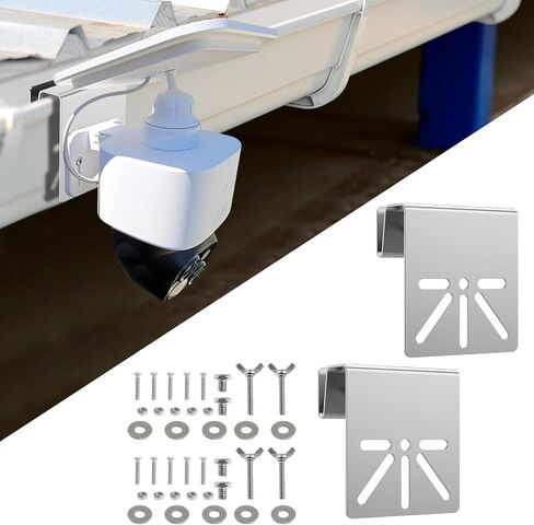 2pcs Gutter Mount Bracket for Eufy Security SoloCam S340/S330/E30 , Solar Security Camera Holder with Anti-Rust Screws , No Drill Installation Compatible with IP PTZ Dome Cameras Outdoor Use in Saudi Arabia