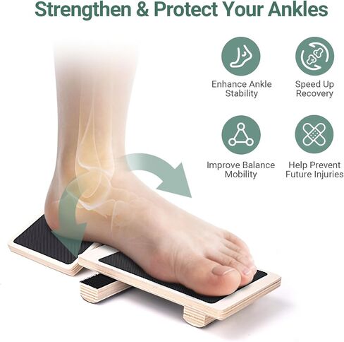 Ankle Balance Board for Sprained, Portable Foot Strengthener with Storage Bag, Wooden Single Leg Balance Board for Stability Training in Saudi Arabia