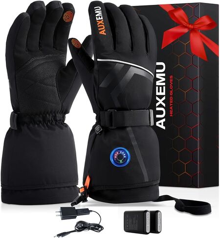 Heated Gloves for Men Women, Auxemu 7.4V Electric Rechargeable Heated Gloves with Touchscreen/Waterproof, for Winter Outdoor Work Motorcycle Skiing Hiking Camping Snowboarding in Saudi Arabia