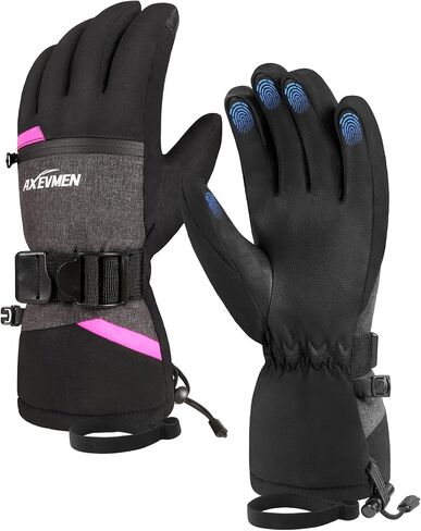 قفازات تزلج مقاومة للماء، قفازات شتوية مقاومة للماء للرجال والنساء، شاشة تعمل باللمس، قفازات شتوية دافئة 3M للتزلج والتزلج على الجليد والتزلج على الجليد والمشي لمسافات طويلة وغيرها من الأنشطة الشتوية الخارجية in Kuwait
