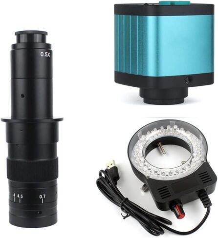 مجموعة ملحقات المجهر 4K 48MP HD 1080P HDMI USB كاميرا فيديو مجهر رقمية 100X 300X C-Mount Lens شرائح المجهر البصري in Kuwait