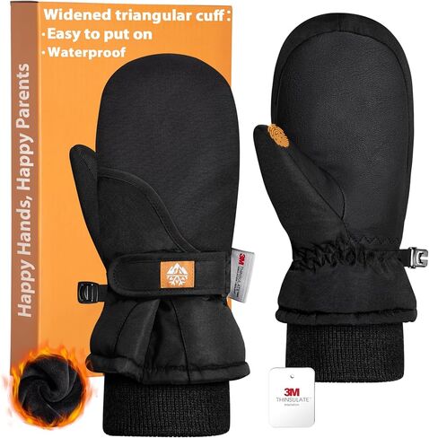 RIGWARL Toddler Kids Mittens Waterproof with Easy-on Cuff, Warm Toddler Snow Ski Mittens Gloves for Boys Girls 3M Insulated in Saudi Arabia