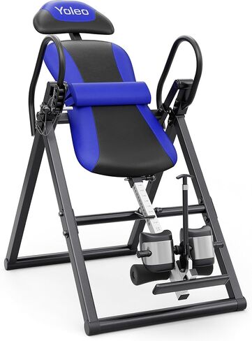 YOLEO ITX360 Inversion Table for Back Pain 2025 Foldable Inversion Table w/ Removable Lumbar Pad, Reversible Ankle Holders, Easy Assembly in Saudi Arabia