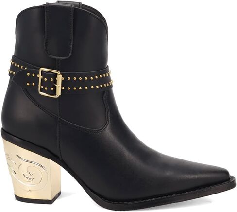 Dingo Womens Milano Studded Slip Toe كاجوال بكعب متوسط ​​حتى الكاحل 2-3 بوصة - أسود in Saudi Arabia