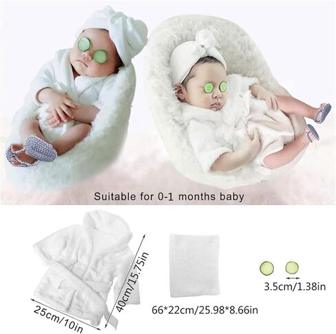 Baby Photo Bath Robe Headwrap Plush Bathrobe Towel Infant Costume Photostudio Posing Suit Newborns Shower Gift Newbo in Saudi Arabia