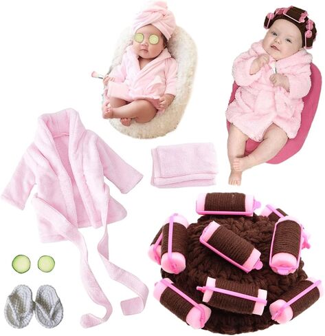 Baby Photo Bath Robe Headwrap Plush Bathrobe Towel Infant Costume Photostudio Posing Suit Newborns Shower Gift Newbo in Saudi Arabia