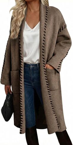 VIMPUNEC WOMENS FALL CARDIGAN سترات السترات الضخمة ذات الحجم الكبير معاطف متماسكة خارجية مع جيوب in Saudi Arabia