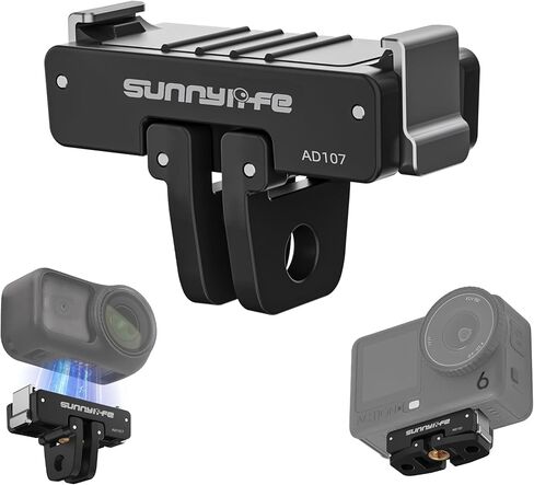 محول تركيب مغناطيسي ثنائي الاتجاه لـ DJI Osmo Action 6/Nano - قاعدة سريعة التحرير مع خيط 1/4 بوصة وموصل قابل للطي للحوامل الثلاثية وعصا السيلفي وملحقات مدونات الفيديو in Kuwait