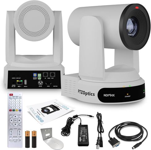 كاميرا PTZOptics Move 4K SDI/HDMI/USB/IP PTZ مع تكبير بصري 30x (أبيض) (PT30X-4K-WH-G3) + حامل حائط عالمي (أبيض) in Kuwait