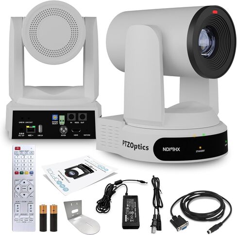 كاميرا PTZOptics Move 4K SDI/HDMI/USB/IP PTZ مع تكبير بصري 30x (أبيض) (PT30X-4K-WH-G3) + حامل حائط عالمي (أبيض) in Kuwait