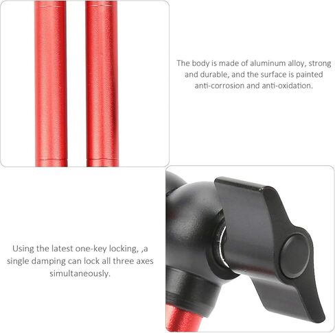11in Adjustable Universal Arm Base Holder Stand, Magic Arm Metal Universal Arm, 360° Rotation with One Key Locking, 1/4in Screw for Camera LCD Monitor Light, Aluminum Alloy (11 inches red) in Kuwait