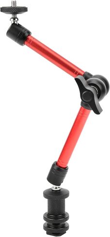 11in Adjustable Universal Arm Base Holder Stand, Magic Arm Metal Universal Arm, 360° Rotation with One Key Locking, 1/4in Screw for Camera LCD Monitor Light, Aluminum Alloy (11 inches red) in Kuwait
