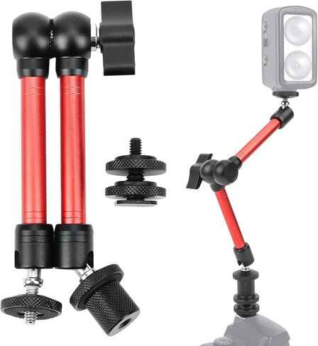11in Adjustable Universal Arm Base Holder Stand, Magic Arm Metal Universal Arm, 360° Rotation with One Key Locking, 1/4in Screw for Camera LCD Monitor Light, Aluminum Alloy (11 inches red) in Kuwait