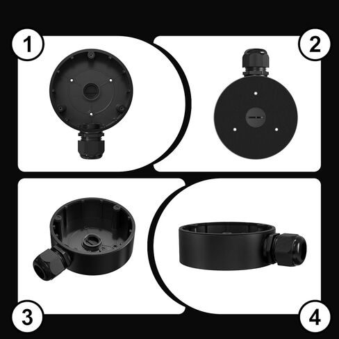 Anpviz Junction Box Bracket Black JB1280ZJ-DM8-B، تصميم معدني كامل، حامل جداري على السقف، متوافق مع كاميرات IP PoE: IPC-D3053/3083/3012/3653/3683/3582/3583 (أسود) in Kuwait