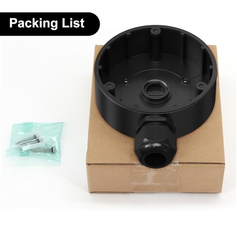 Anpviz Junction Box Bracket Black JB1280ZJ-DM8-B، تصميم معدني كامل، حامل جداري على السقف، متوافق مع كاميرات IP PoE: IPC-D3053/3083/3012/3653/3683/3582/3583 (أسود) in Kuwait