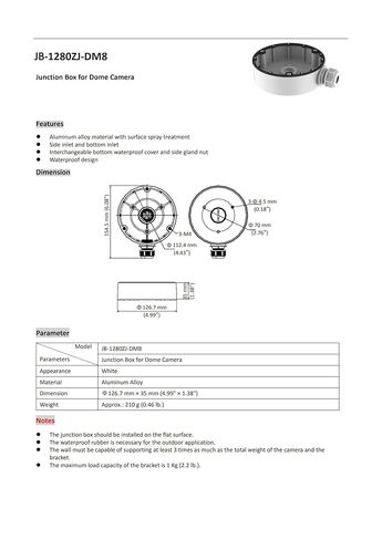 Anpviz Junction Box Bracket Black JB1280ZJ-DM8-B، تصميم معدني كامل، حامل جداري على السقف، متوافق مع كاميرات IP PoE: IPC-D3053/3083/3012/3653/3683/3582/3583 (أسود) in Kuwait