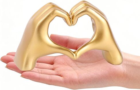 Heart Hands Sculpture-Gold Shelf Decor for Living Room, Love Finger Statue Modern Aesthetic Unique Accent Decor Bedroom Knick Knacks -Gifts for Wedding Christmas Birthday(Gold) in Saudi Arabia