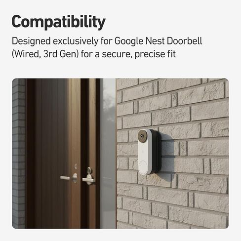 Holicfun حامل زاوية قابل للتعديل لجرس Google Nest Doorbell (سلكي، الجيل الثالث)، تعديل 0-45 درجة يسار/يمين in Saudi Arabia