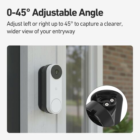 Holicfun حامل زاوية قابل للتعديل لجرس Google Nest Doorbell (سلكي، الجيل الثالث)، تعديل 0-45 درجة يسار/يمين in Saudi Arabia