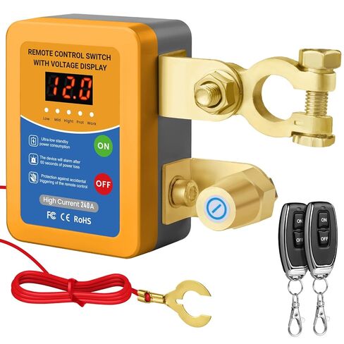 Remote Battery Disconnect Switch-Kill Switch for Car with Voltage Display,12V/24V,240A,Anti Theft,Cut Off Battery Switch for Automotive Car Boat in Kuwait