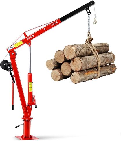 Hydraulic Pickup Truck Crane, 2000 Lbs, Folding Truck-Mounted Bed Crane with Hand Winch, Steel Pickup Truck Jib Crane Hoist 360° Swivel for Lifting Goods in Construction, Factory in Saudi Arabia