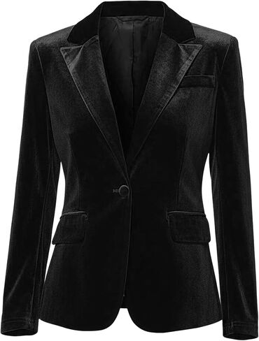 Allegra K Velvet Blazer for Women's Notched Lapel Long Sleeve One Button Dressy Office Blazers in Saudi Arabia