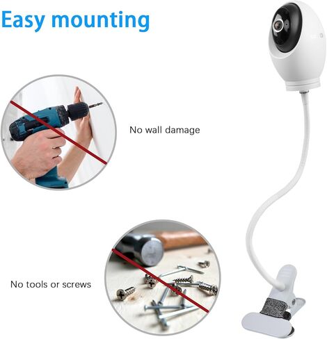 HOLACA Clip Mount for Tapo 4K Pan/Tilt Indoor Security Camera,Tapo Dog Camera w/Motion Detect Clamp Stand Bracket for Crib Nursery Pillars in Saudi Arabia