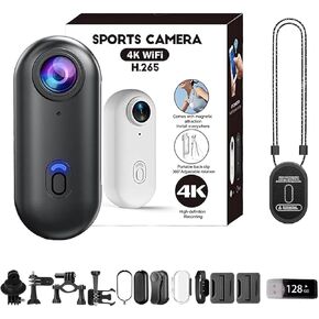 كاميرا 4K HD Pro Body Cam مقاومة للماء، زاوية واسعة للغاية 120 درجة، رؤية ليلية، مشبك مغناطيسي وكاميرا صغيرة سريعة التركيب يمكن ارتداؤها للمحاضرات والأنشطة الداخلية والخارجية (أبيض، 4K) in Kuwait