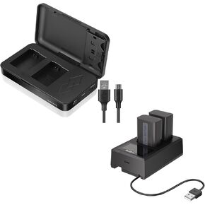 JYJZPB 2 حزمة بطاريات NP-FW50 1300 مللي أمبير وشاحن USB مزدوج لسوني ألفا A6400 ZV-E10 A7II A6100 A7 A6500 A6300 A5100 A7RII A7S A7S2 A7R الكاميرا in Kuwait