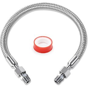 خرطوم ضاغط الهواء مقاس 1/4 بوصة × 20 بوصة - قلب مموج من الفولاذ المقاوم للصدأ، غلاف حماية مضفر، 870 رطل لكل بوصة مربعة، أطراف دوارة مقاس 1/4 بوصة NPT in Kuwait