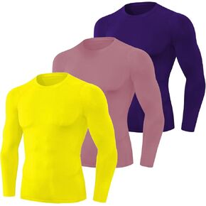 SPVISE 3 Pack Pack Men's Compression Terts Long Sleeve Athleve Muscle Support Tops Tops for Football Undershirt Base Base in Kuwait