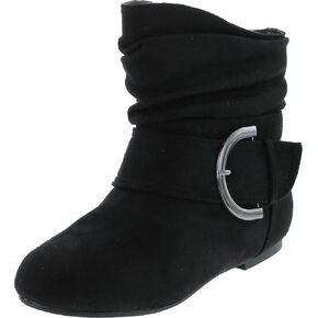 TOP Moda Women's Ankle Booties Buckle Mid Calf Buckle Slouch Flat Heel Strap Fashion Shoes in Kuwait