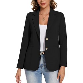 سترات نسائية من القطن والكتان غير رسمية من MINTILIMIT بأكمام طويلة وأزرار أمامية وطية صدر السترة للعمل والمكتب مع جيوب in Kuwait