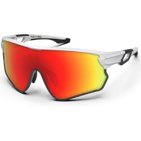 BEACOOL Polarized Sports Sunglasses for Men Women Youth Baseball Fishing Cycling Running Hiking Motorcycle Tac Glasses UV400 (GlossyWhite Grey) in Kuwait