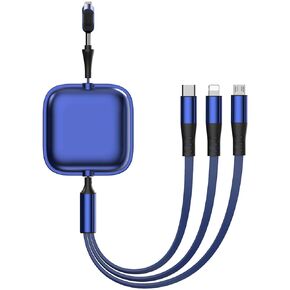 3 in 2 Retractable Fast Charging Cable, Multi USB Cable Charger Cord Compatible with iPhone, iPad, Samsung, Tablets, Switch and More, Black in Saudi Arabia