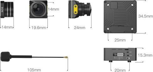 Caddx FPV Walksnail Moonlight Kit, Air Unit Pro for FPV Drone with Starlight Sensor, Dual Antennas, Digital Transmission System, 22ms Low Latency, 4km Max Range,160° FOV, 4K/60fps Video Recording in Kuwait