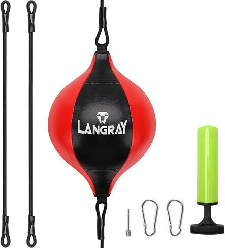 Double End Bag, Boxing Speed Bag with Adjustable Elastic Cords, PU Leather Punching Bag for Adults Kids Fitness Training (Blue) in Kuwait