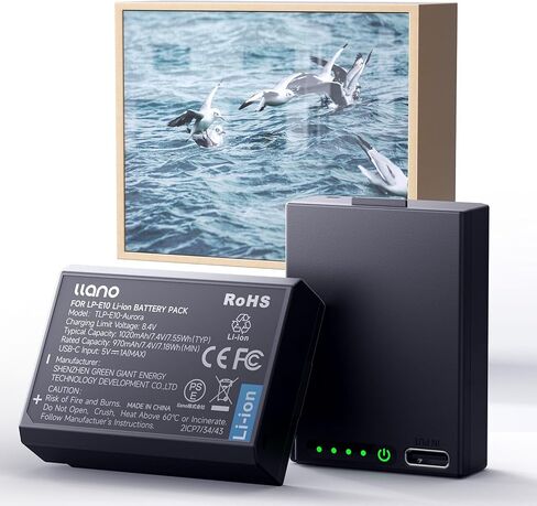 بطاريات llano Aurora USB-C LP-E10 لـ EOS Rebel T7 T6 T5 T3 T100 Kiss X50 X70 EOS 2000D 4000D 1100D 1200D، مشفرة بالكامل، شاشة طاقة فورية، بطارية بديلة للشحن السريع (عبوتان) in Saudi Arabia