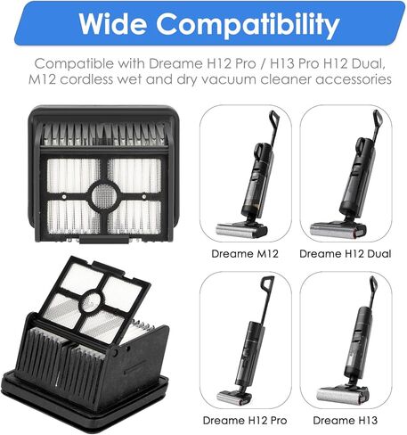 (6 Pack) H12 Pro Replacement HEPA Filters Compatible with Dreame H12 Pro FlexReach/ H12 Dual/ H13 Pro/ M12/ H12S/ G10 Pro/ G10 Combo Cordless Wet and Dry Vacuum Cleaner, Vacuum Filters in Saudi Arabia