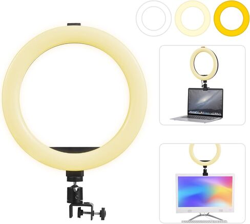إضاءة LED ناعمة مقاس 10 بوصات لإضاءة الجمال لمؤتمرات الفيديو والكمبيوتر المحمول ومصدر طاقة USB باللون الأبيض لشاشة الكمبيوتر in Kuwait