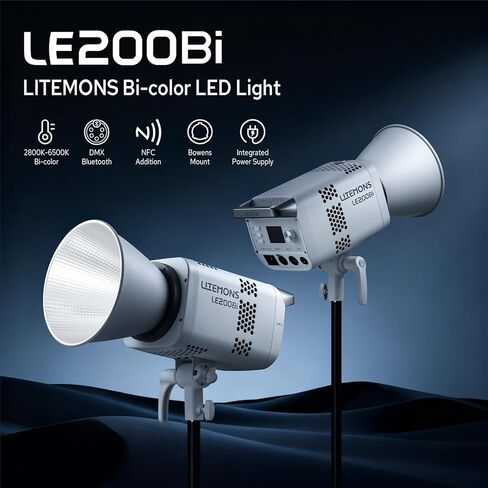 Godox Litemons LE200Bi Bicolor LED Video Light (أبيض) مع Godox 24 "x 35" Bowens Mount Strip Softbox in Saudi Arabia