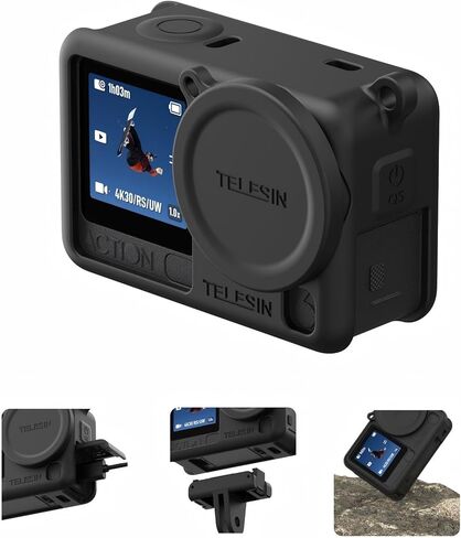 TELESIN Silicone Protective Case for DJI Osmo Action 6 with Lens Cap & Lanyard, Anti-Scratch Washable Cover Anti-Slip Dustproof Action Camera Protection for DJI Action 6 Accessories (Orange) in Saudi Arabia