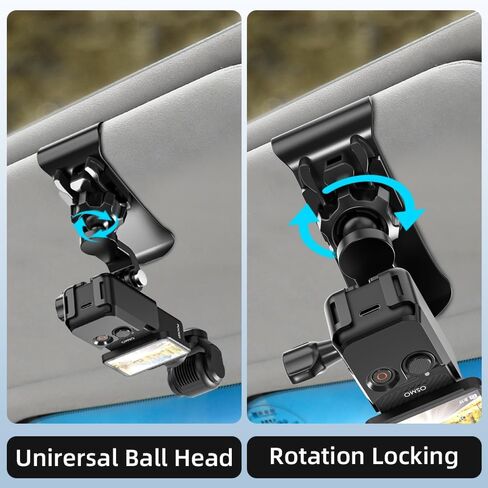 حامل سيارة SURWO Pocket 3، حامل واقي من الشمس للسيارة قابل للتعديل 360 درجة متوافق مع DJI Osmo Pocket 3، Action 5 pro/4/3، Insta360 X5 X4 X3، AKASO والمزيد من كاميرات الحركة in Kuwait