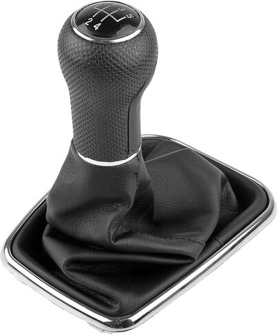 Leather Shift Boot Cover Assembly for Golf 5/Bora - Black Anti-Slip Shift Knob - OEM 1:1 Molded Fit - Compatible with VW Golf 3/4/5 in Saudi Arabia