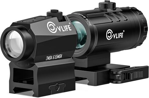 مجموعة مجموعة CVLIFE 3 MOA Dot و65 MOA Circle Red Dot و3X Magnifier Combo، مجموعة مكبرة بصرية مدمجة ذات نقطة حمراء مدمجة من Motion Awake مع حامل سريع التحرير قابل للطي إلى الجانب لـ Picatinny مقاس 21 مم، شاهد مشارك مطلق in Kuwait