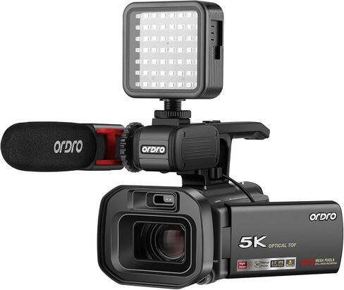 ORDRO XV80 كاميرا فيديو كاميرا فيديو 5K 48MP UHD 1080P 60 إطارًا في الثانية 12X تكبير بصري لليوتيوب، رؤية ليلية بالأشعة تحت الحمراء 40X تكبير رقمي 3.5 بوصة شاشة لمس كاميرا Vlog مع غطاء عدسة ومثبت يدوي ضوء الأشعة تحت الحمراء in Kuwait