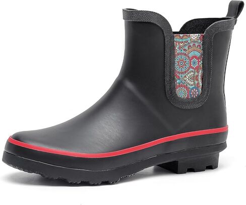SWIFTFROG Rain Boots for Women - Waterproof Ankle Garden Shoes Anti-Slipping Floral Printed Rainboots for Ladies Stylish Light Ankle Rain Shoes, Women's Rain Footwear in Kuwait