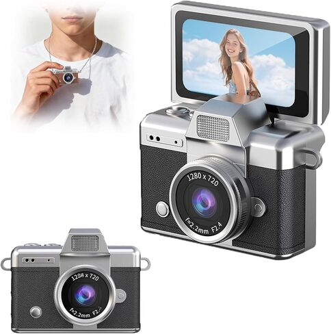 Mini Digital Camera with 1.47 in LCD Screen, 1080p Flip Screen Mini Camera with Built-in Flash, Portable Digital Camera Key Chain with 32gb Card USB Card Reader and Converter (Black) in Saudi Arabia